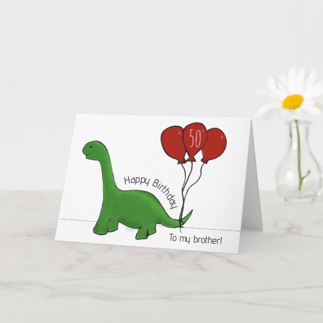 Cartão de irmão de 50 anos (ou qualquer) do Dinoss (Planta pequena)