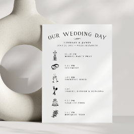 Cartão de Itinerário de Casamento para a Equipe da