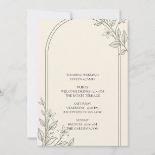 Cartão de Itinerário de Fim de Semana de Casamento