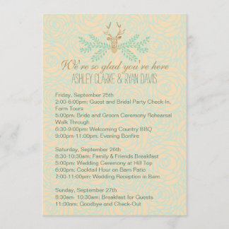 Cartão de ITINERÁRIO de FIM DE SEMANA de Casamento