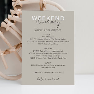 Cartão de Itinerário de Fim de Semana de Casamento