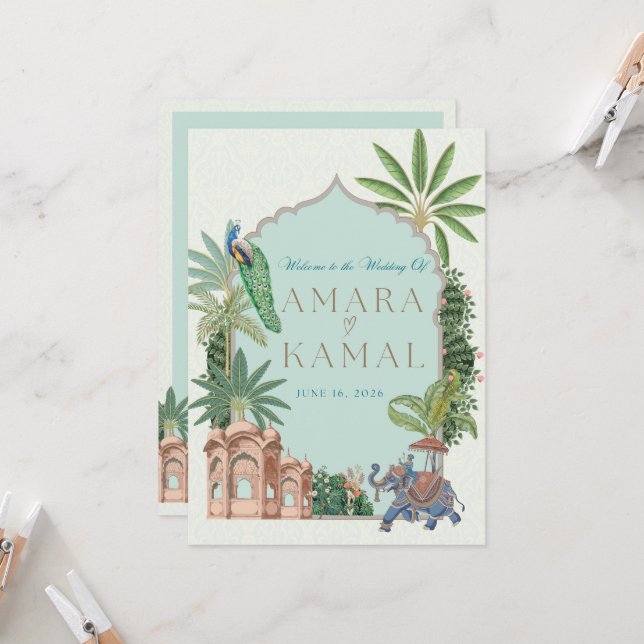 Cartão de Itinerário do Casamento (Frente/Verso In Situ)