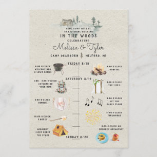 Cartão de Itinerário do Fim de Semana de Casamento