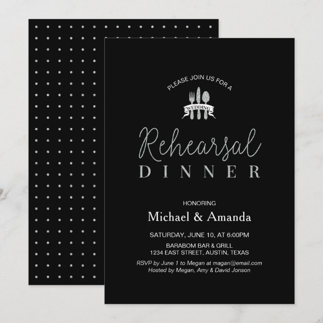 Cartão de Jantar de Ensaios de Casamento Simples M (Frente/Verso)