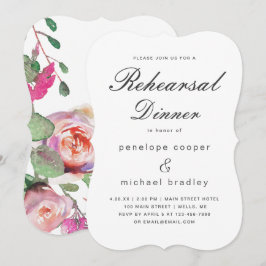 Cartão de Janto de Ensaio de Casamento Floral de W
