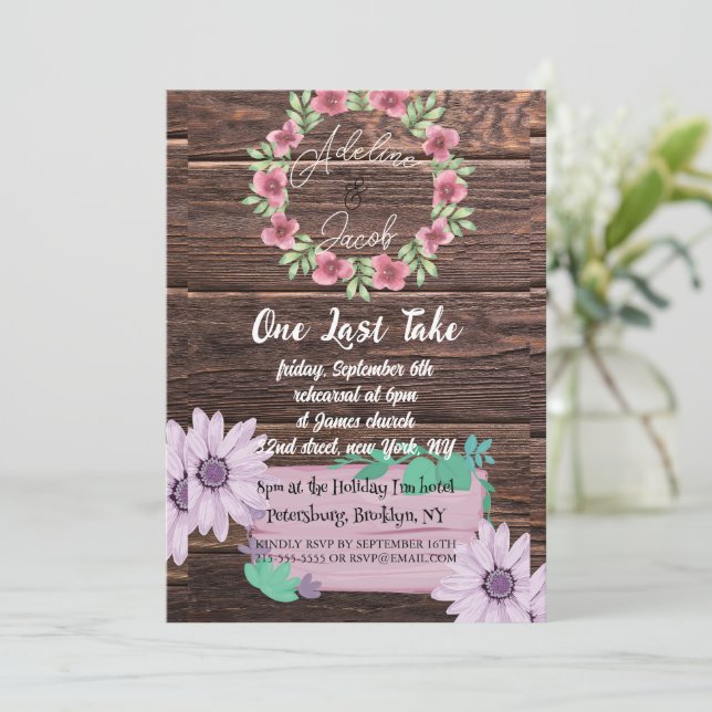 Cartão de Janto para o ensaio de casamentos florai (Em pé/Frente)