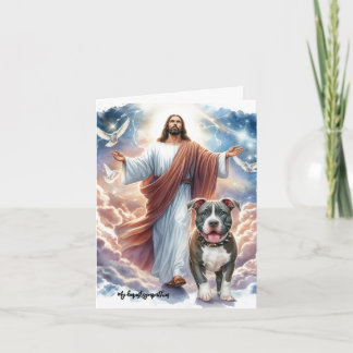 Cartão de Jesus com Pit Bull - Perda de Cachorro M