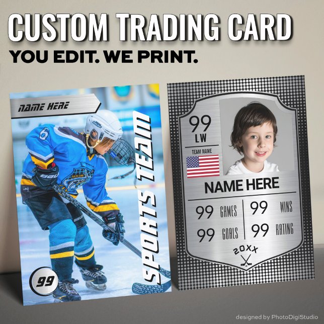 Cartão de Jogador de Hóquei em Hóquei Pro Shield S (Custom Hockey Trading Card, Silver Shield Player Card)
