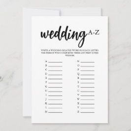 Cartão de Jogo A-Z de Casamento Minimalista