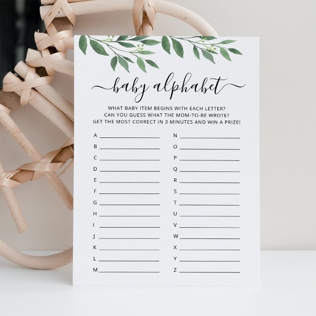 Cartão de jogo Baby ABC Chá de fraldas Alfabético (Criador carregado)