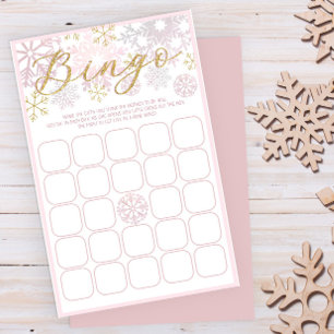Cartão de Jogo Bingo Chá de fraldas Floco de Neve