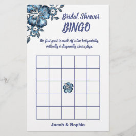 Cartão de Jogo Bingo Chá de panela Azul