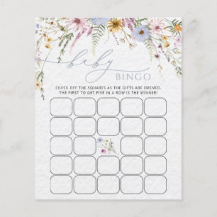 Cartão de Jogo Bingo de Flores Selvagens Elegante