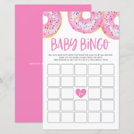 Cartão de Jogo Bingo do Chá de fraldas Rosa