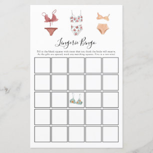 Cartão de Jogo Bingo lingerie
