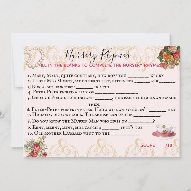 Cartão de jogo chá (Frente)