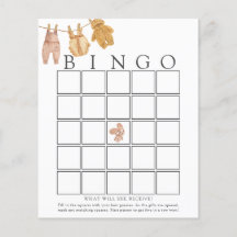 Cartão de Jogo Clássico de Bebê Bingo