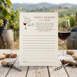 cartão de Jogo da Memória Vino Befor Vows para Chá
