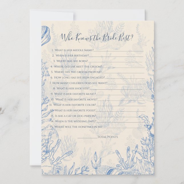 Cartão de Jogo da Noiva Quem Sabe (Frente)