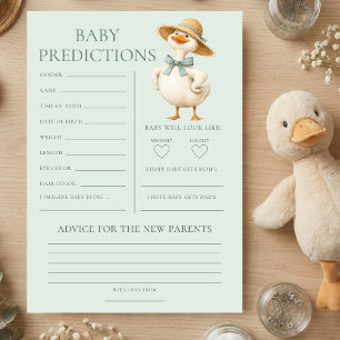 Cartão de jogo de baby shower para previsões da Ga