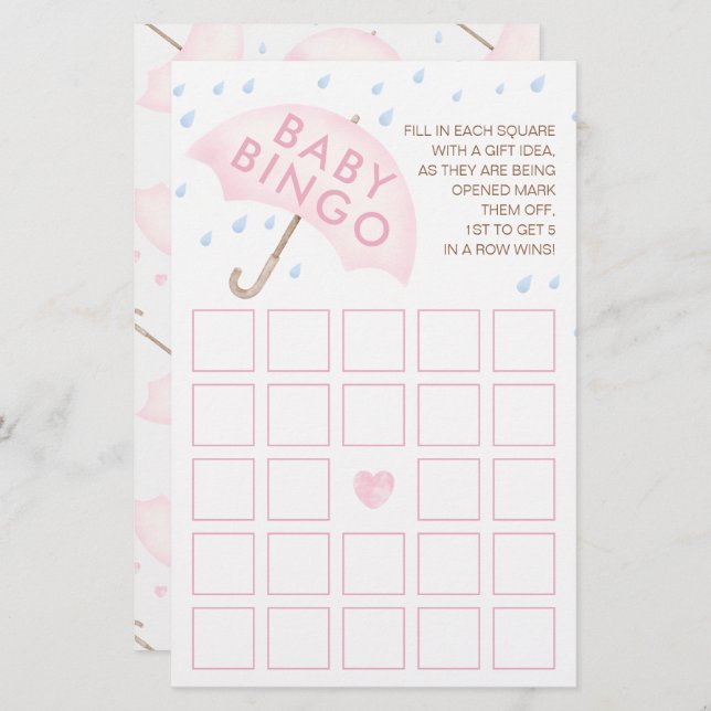 Cartão De Jogo De Bebê Com Aquarela Rosa (Frente/Verso)