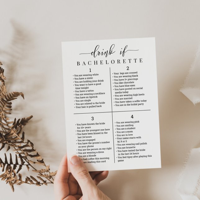 Cartão de Jogo de Bebida de Despedida de Solteira  (Criador carregado)