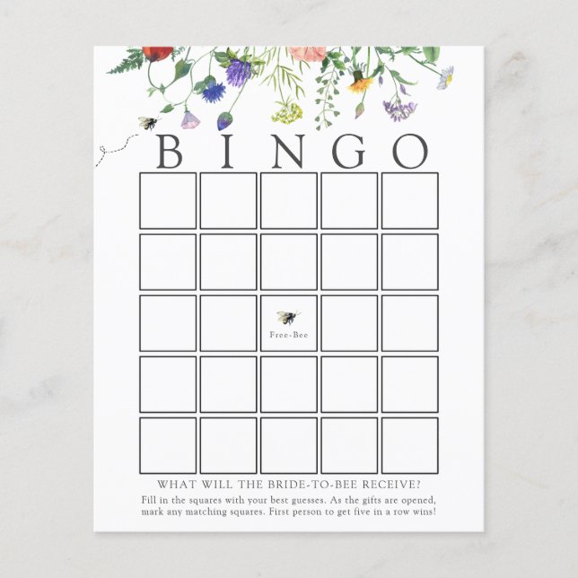 Cartão de Jogo de Bingo Bridal de Bassas de Flor S (Frente)