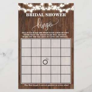 Cartão de Jogo de Bingo de Chá de Noiva Casamento