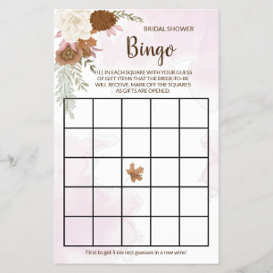 Cartão de Jogo de Bingo de Chás de Noiva Floral de