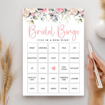 Cartão de Jogo de Bingo de Chuveiro de Noiva Flora