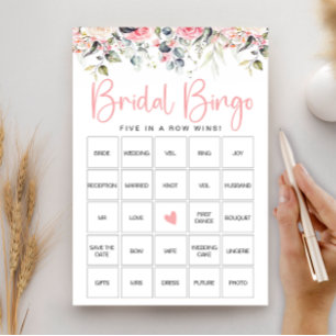 Cartão de Jogo de Bingo de Chuveiro de Noiva Flora
