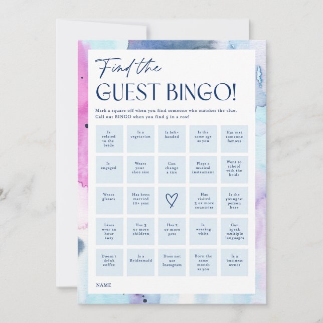 Cartão de Jogo de Bingo de Convidados Sonhadores p (Frente)