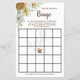 Cartão de Jogo de Bingo de Noivado Floral Outono B