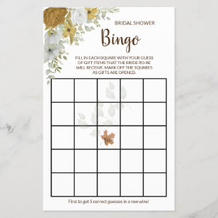 Cartão de Jogo de Bingo de Noivado Floral Outono B