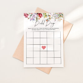Cartão de Jogo de Bingo Floral de Noiva para Chá d