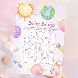 Cartão de Jogo de Bingo para Chá de Bebê no Espaço