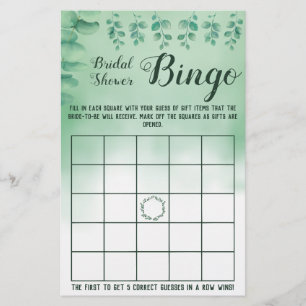 Cartão de Jogo de Bingo para Chá de Noiva com Folh
