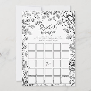 Cartão de Jogo de Bingo para Chá de Noiva Floral d