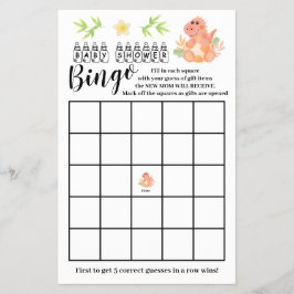 Cartão de Jogo de Bingo para Chás de Bebê de Dinos
