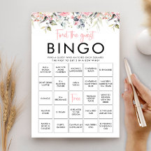 Cartão de Jogo de Bingo para Convidados Encontre F