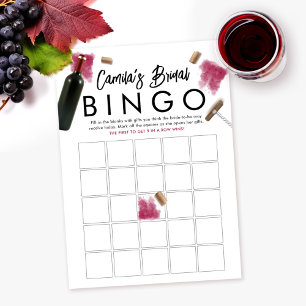 Cartão de Jogo de Bingo Vinho Tema Chá de Noiva