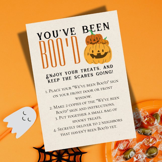 Cartão de Jogo de Boo Vizinho para Jogos do Dia da (Bring the Halloween spirit to the neighborhood with this "We've been Boo'd" game sign.)