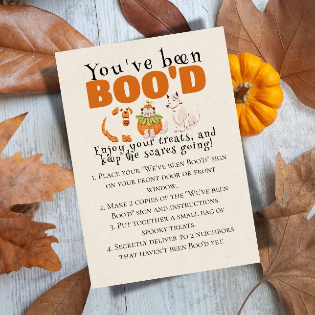 Cartão de Jogo de Boo Vizinho para Jogos do Dia da (Bring the Halloween spirit to the neighborhood with this "We've been Boo'd" game sign.)