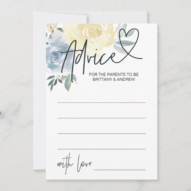 Cartão de Jogo de Chá Blue Floral Baby Boy (Frente)