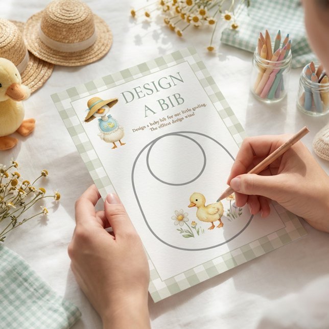 Cartão de Jogo de Chá de Bebê de Bib com Design de (Criador carregado)