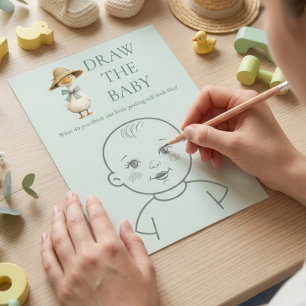 Cartão de Jogo de Chá de Bebê Desenhe o Bebê Silly