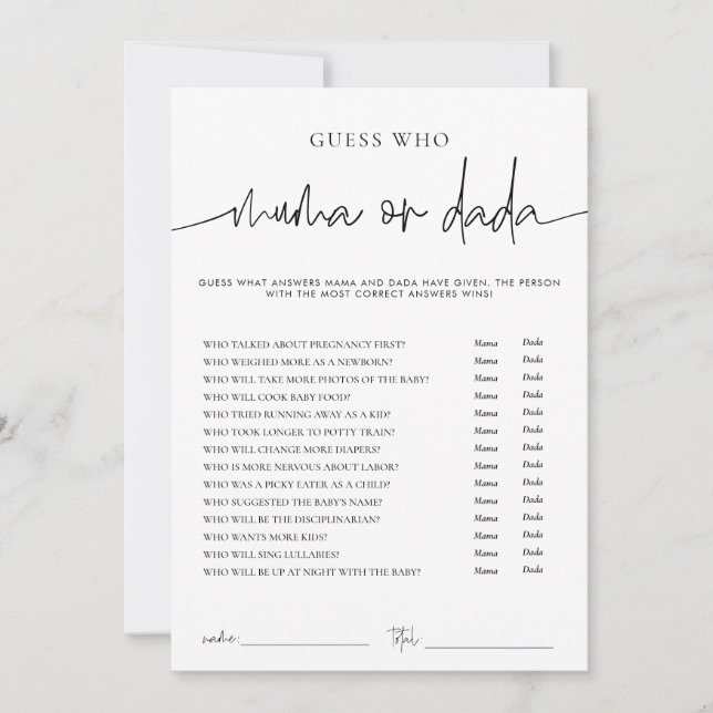 Cartão de Jogo de Chá de Bebê EMERY Whimsi Mama ou (Frente)