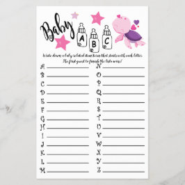 CARTÃO DE JOGO DE CHÁ DE FRALDAS TURTLE BABY ABC