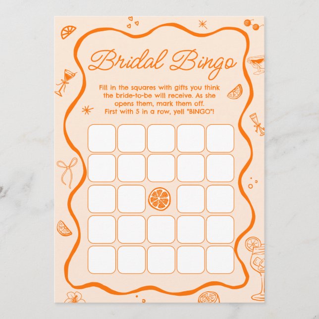 Cartão de Jogo de Chá de panela Bingo Orange Apero (Frente)