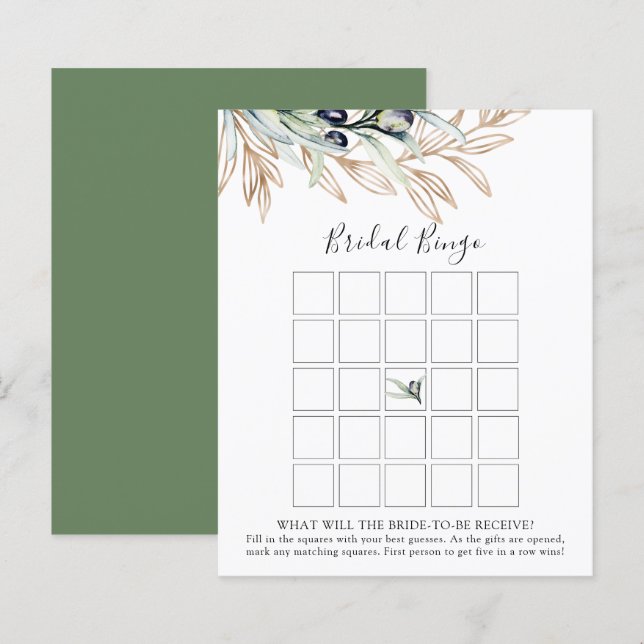 Cartão de Jogo de Chá de panela de Branch Olive Br (Frente/Verso)